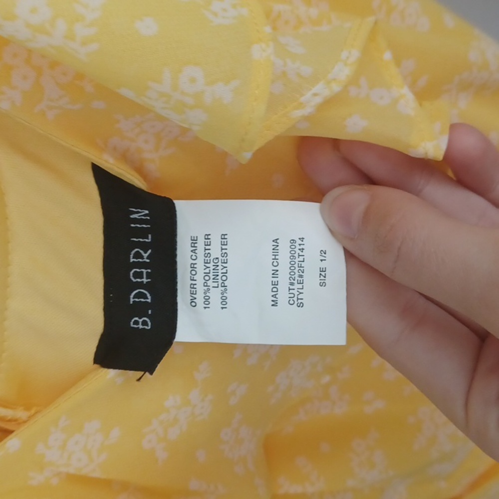 NWOT B. Darlin Bright Yellow Floral Ruffle Springtime Mini Dress Womans … - Picture 5 of 12